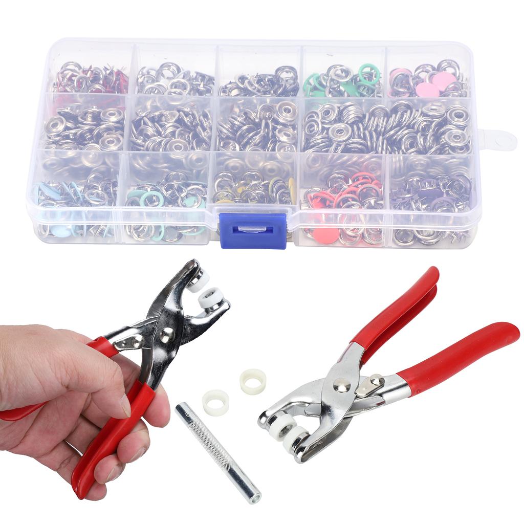 804Pcs Snap Fasteners Kit Sewing Button Punching Machine Hand Pressing Pliers Tools 9.5mm