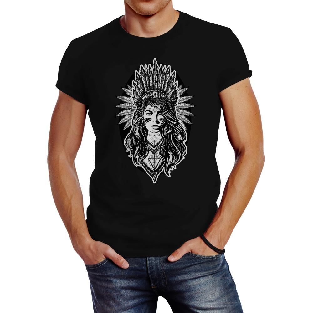 Fancy Mens Indian Girl Graphic Printed TShirt Indigenous Culture Creative Unisex Shirt Summer Round Neck Cotton Short Sleeve