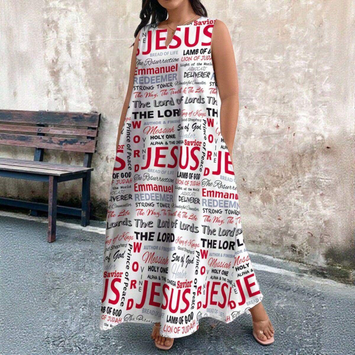 

Women s Summer Plus Size Long Dress Crew Neck Sleeveless Letter Printed Maxi Dress Praty Dress 4XL сірий