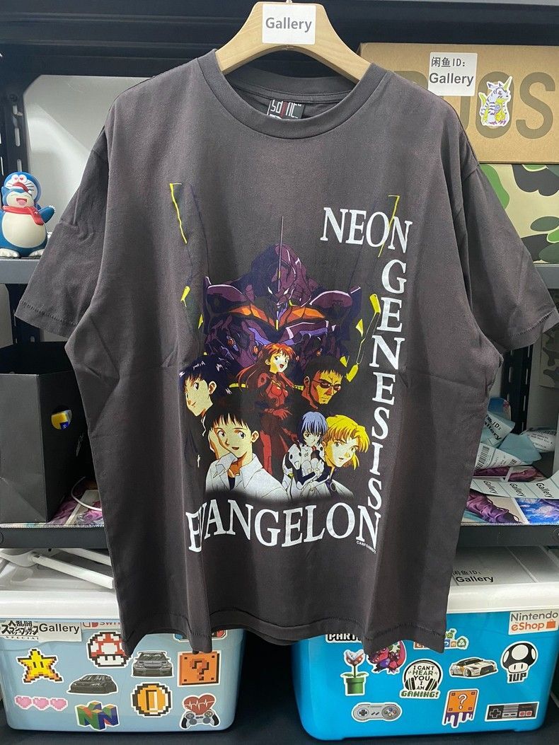 Remake Genesis Evangelion Anime Manga 90s Vtg Graphic Black T shirt L