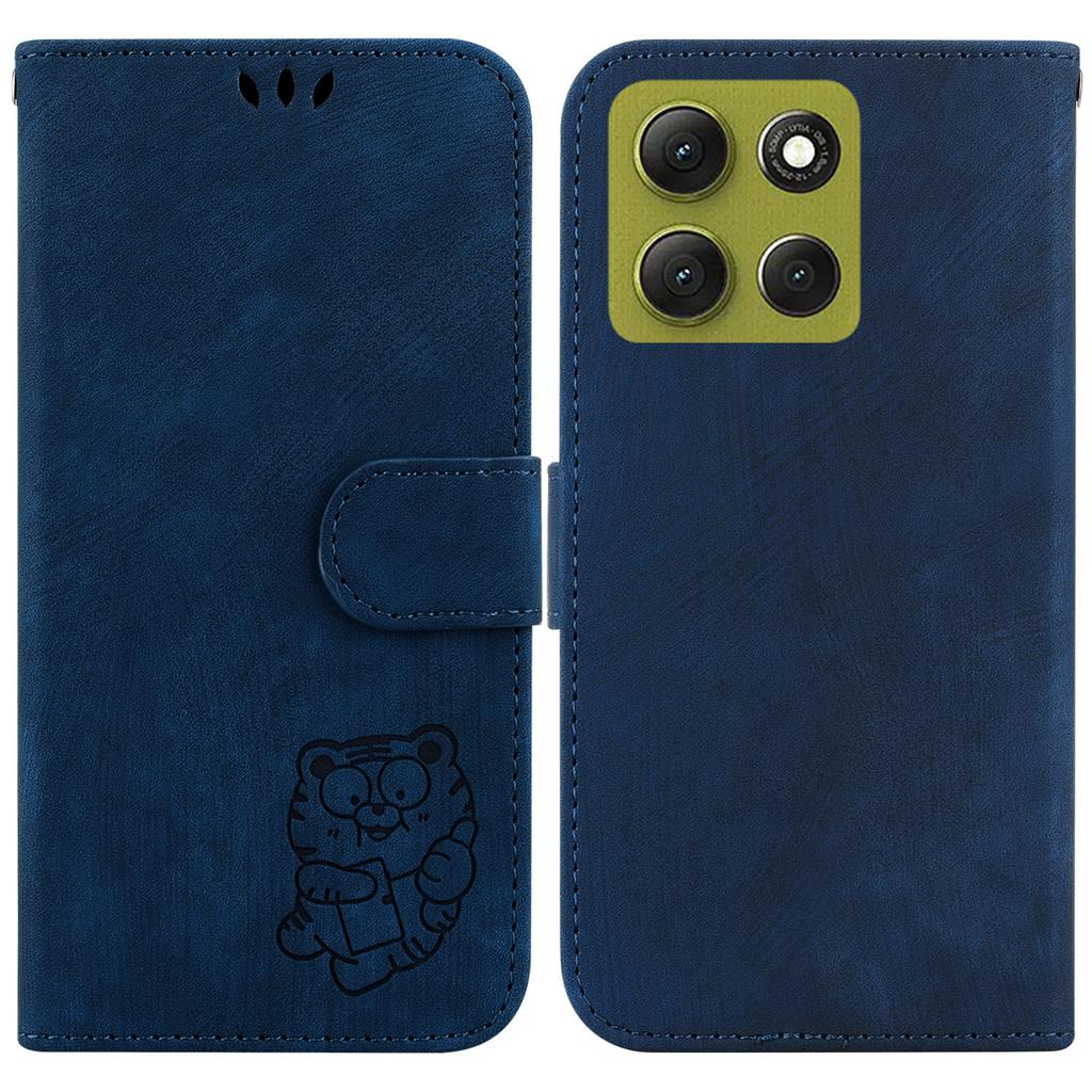 For Motorola Moto G86 5G Wallet Case Tiger Imprint Leather Shockproof Phone Cover with Wrist Strap