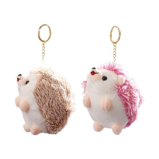 Lurrose Hedgehog Keychains Set of 4 Mini Plush Bag Charms with Stylish Drawstring Accessory Gift