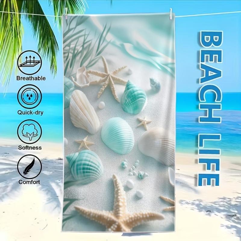 Shell Starfish Oversized Quick Dry Beach Towel, Microfiber Strong Wrap Gift for Family