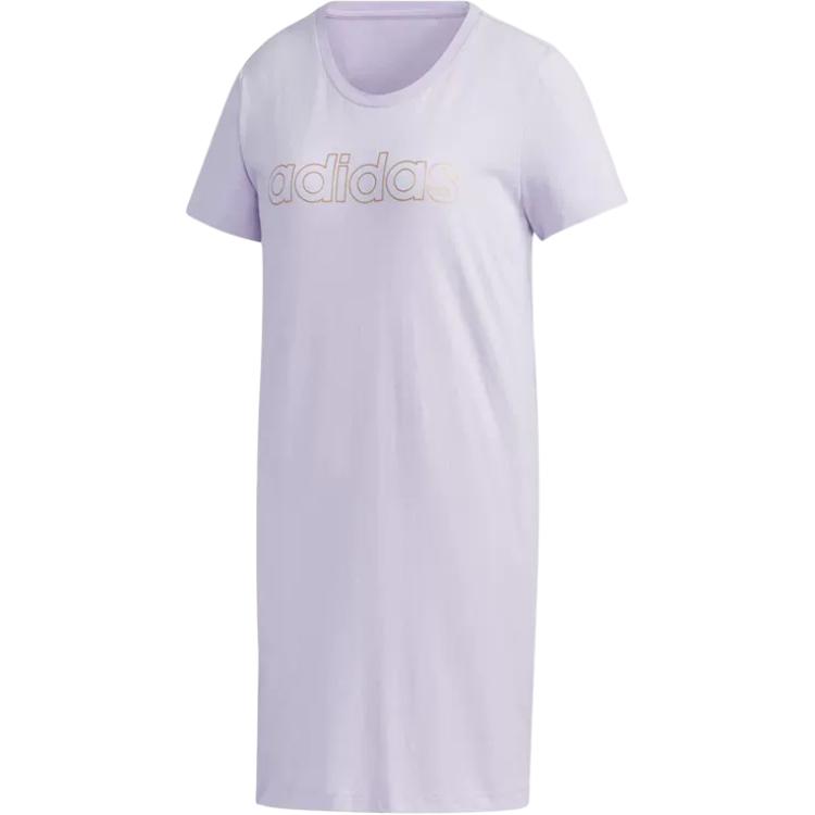 

Adidas Sports Lifestyle Series Casual Fashion Round Neck Knitted Moisture-Wicking Breathable Short Sleeve Dress Women Dresses Purple FL9259 XS