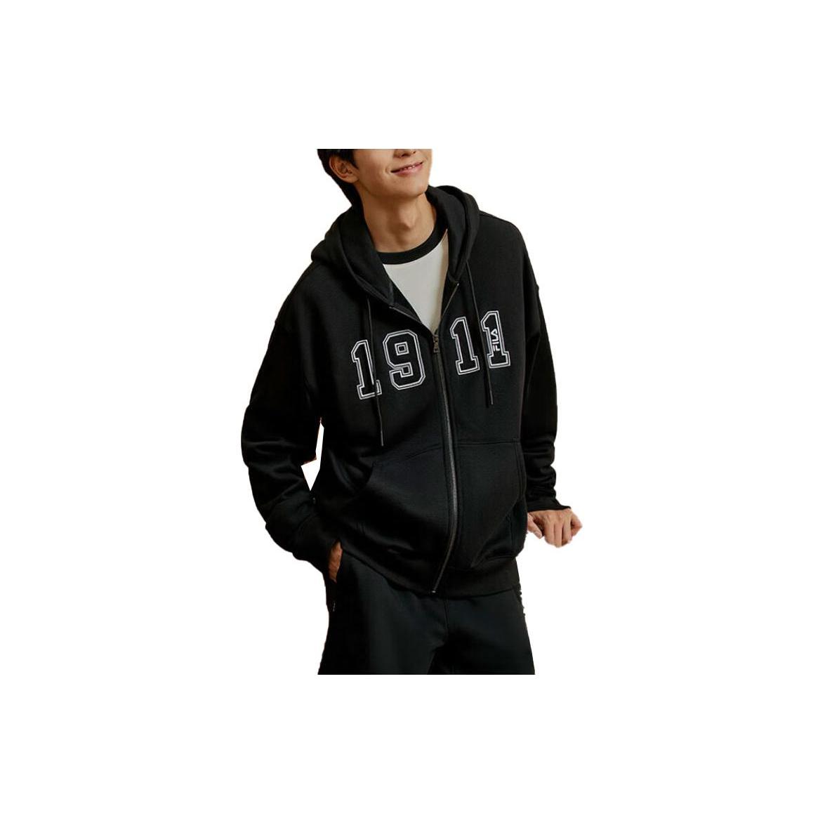 FILA Sweatshirts Unisex Black Hooded Moderate Cardigan F11U339502FBK XXXL