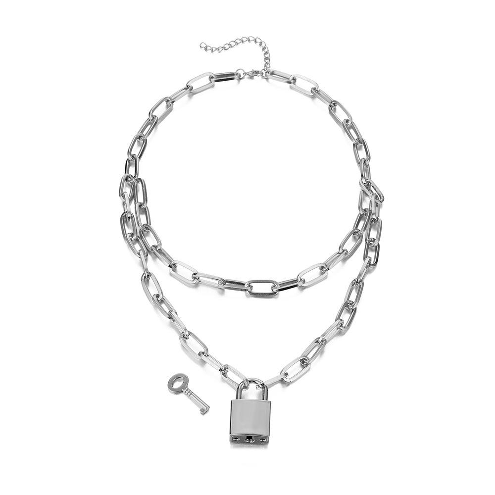 

Womens Minimalist Trendy Necklace Featuring Elegant Alloy Lock Charm For Everyday Wear серебряный