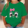 Teen Girl Clothes Pink Bow Cat Girl T-Shirt Summer Fashion Crew Neck Junior Girls' Clothing Short Sleeve Outdoor Children Top