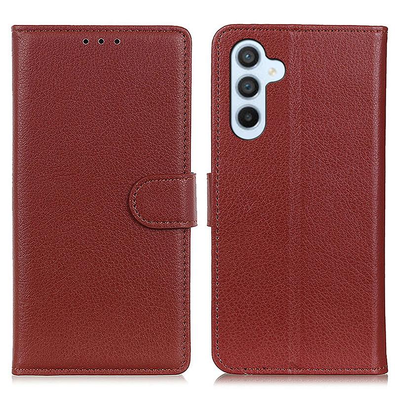 

For Samsung Galaxy A25 5G (Global) (161.0 x 76.5 x 8.3mm) Case Litchi Texture Wallet Leather Phone Cover Brown