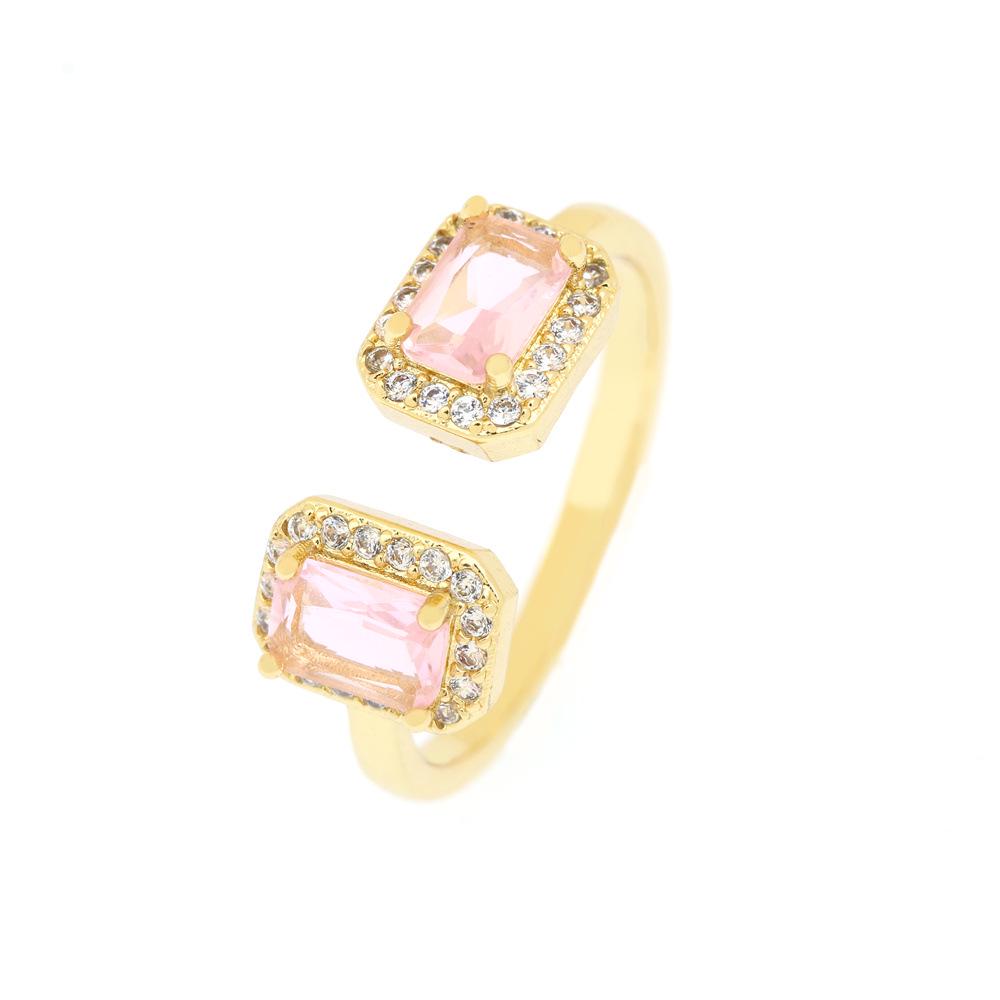 Geometric Colored Zircon Square Ring - Women's Niche Cold Fashion