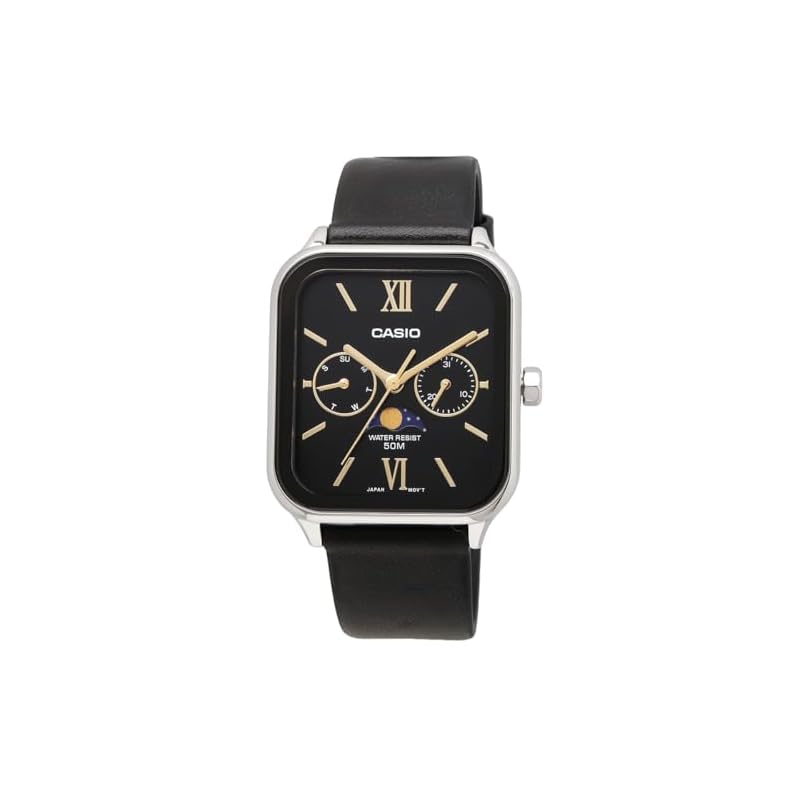 [Casio] CASIO Standard Moon Phase Analog Men's Watch MTP-M305L-1A2V Black Leather Band Black (Overseas Model) [Used]