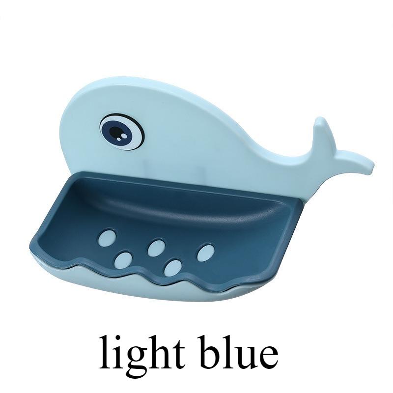 

Punch-Free Self-Adhesive Soap Dish Set, Creative Whale Shape with Drain Tray, Suitable for Bathroom and Shower світло-синій колір