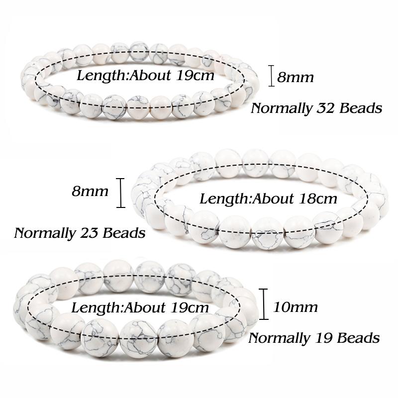 Charm Bracelet 6mm 8mm 10mm White Natural Stone Simple Women Men Elastic Strand Bracelets Meditation Prayer Jewelry Friend Gift