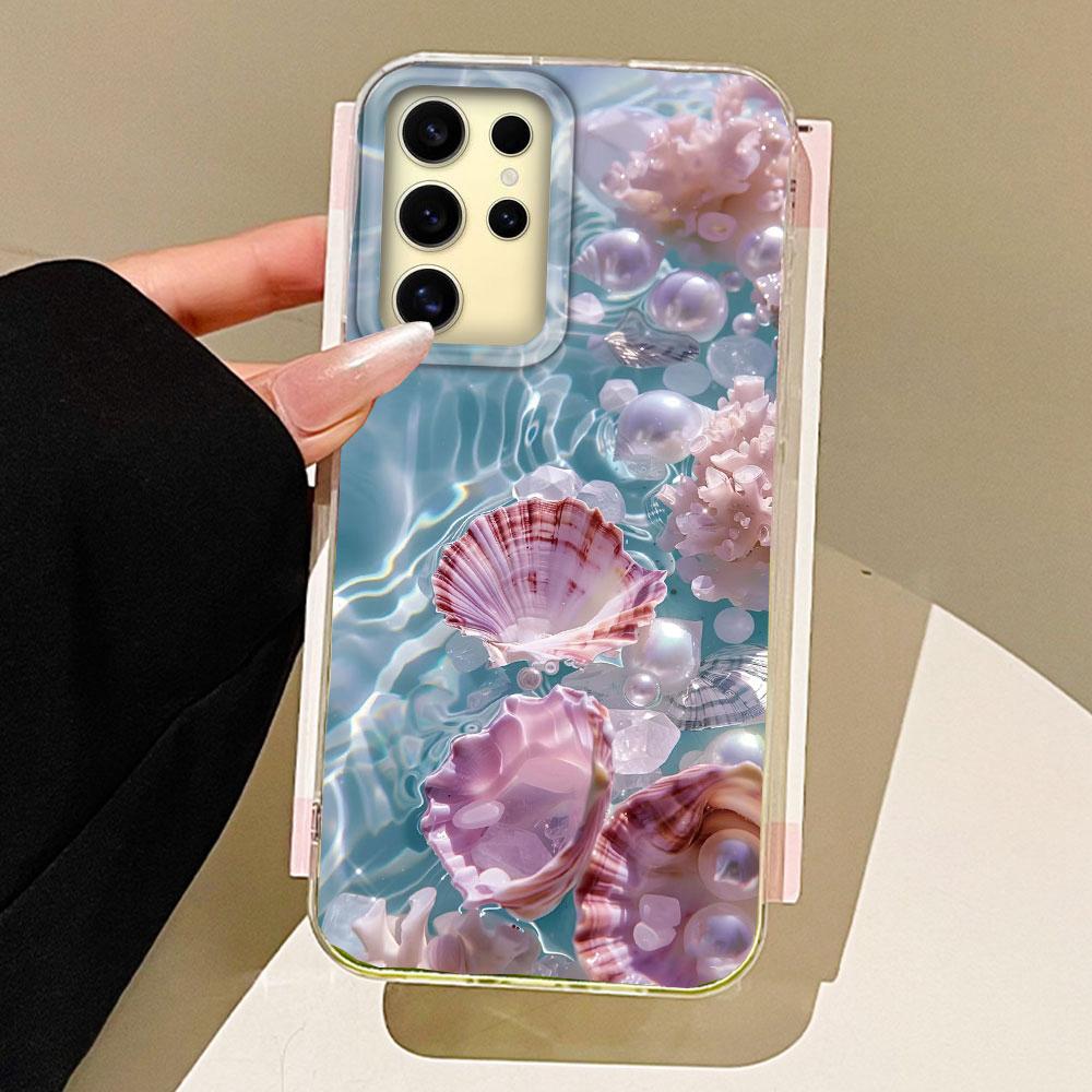 

Летний Чехол для Телефона для Девочек с Текстурой Воды и Ракушкой Морской Жемчужины для Samsung Galaxy S25 Edge S24 S23 S22 S21 FE Plus Ultra Защитный Чехол Samsung Galaxy S25 Ultra белый