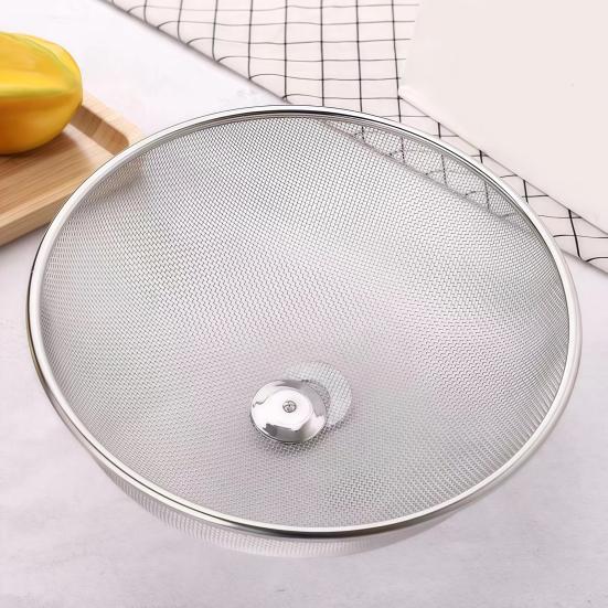 Reusable Food Net Cover for Parties Stainless Steel Mesh with Handle, Round Portable Fine Protector Outdoor Events Protector, Durable Guard Dishes And