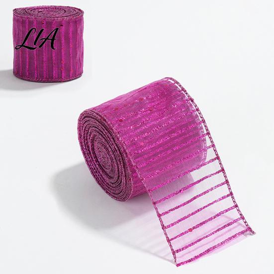 Sparkly Ribbon for Presents Stripe Sequin Christmas Ribbon, Glitter Polyester Fabric Wide Craft Decorative Mesh Party Supplies Wrapping Ribbons Wreath