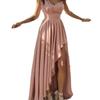 Spring new women's clothing, European and American, temperament slanted shoulder high waist irregular dress dress dress