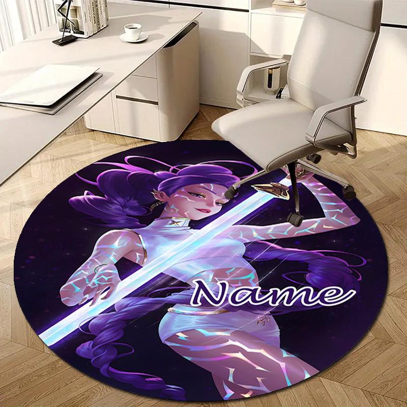 Personalized K-KPop Demon Hunters Round Chair Office Rug - Perfect for Mat, Office Chair & More - Ideal Gift for Birthdays and Holidays