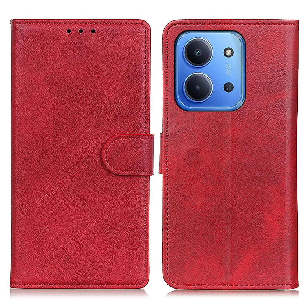 

For Xiaomi Redmi 15C 4G (EU) (173mm)/15C 5G Case Cowhide Texture Leather Wallet Stand Phone Cover Red
