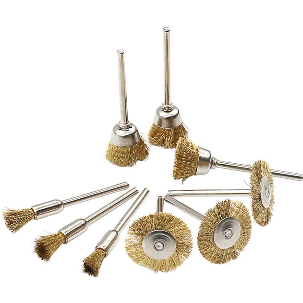 Brass Wire Brushes Set Remove Burrs Rust Dust for Hand Drill, Drill Press 1/8" Shank Durable Drill Bit Cleaning Tools