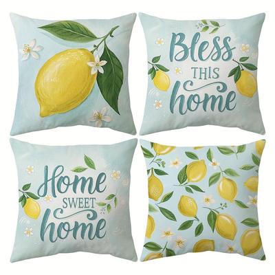 Kissenbezüge mit Zitronen-ThemaHaussegen, Wohnzimmer-Sofa-Kissenbezug, weich und bequem, Schlafzimmer-Dekoration