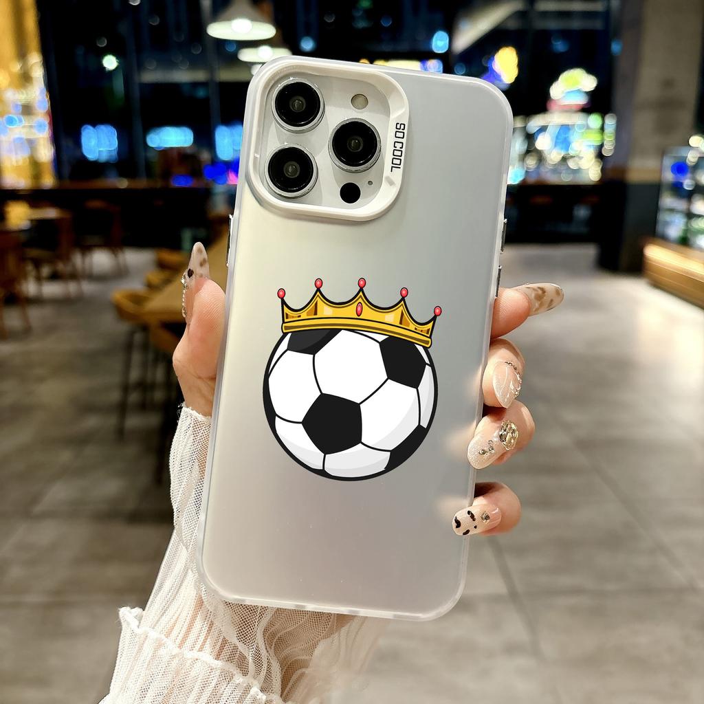 Farbige Handyhülle Für iPhone 17 16E 16 11 15 14 Pro MAX 12 13 MINI 7 8 Plus XR SE Versilberte IMD Hülle Fußball Liebe Champion