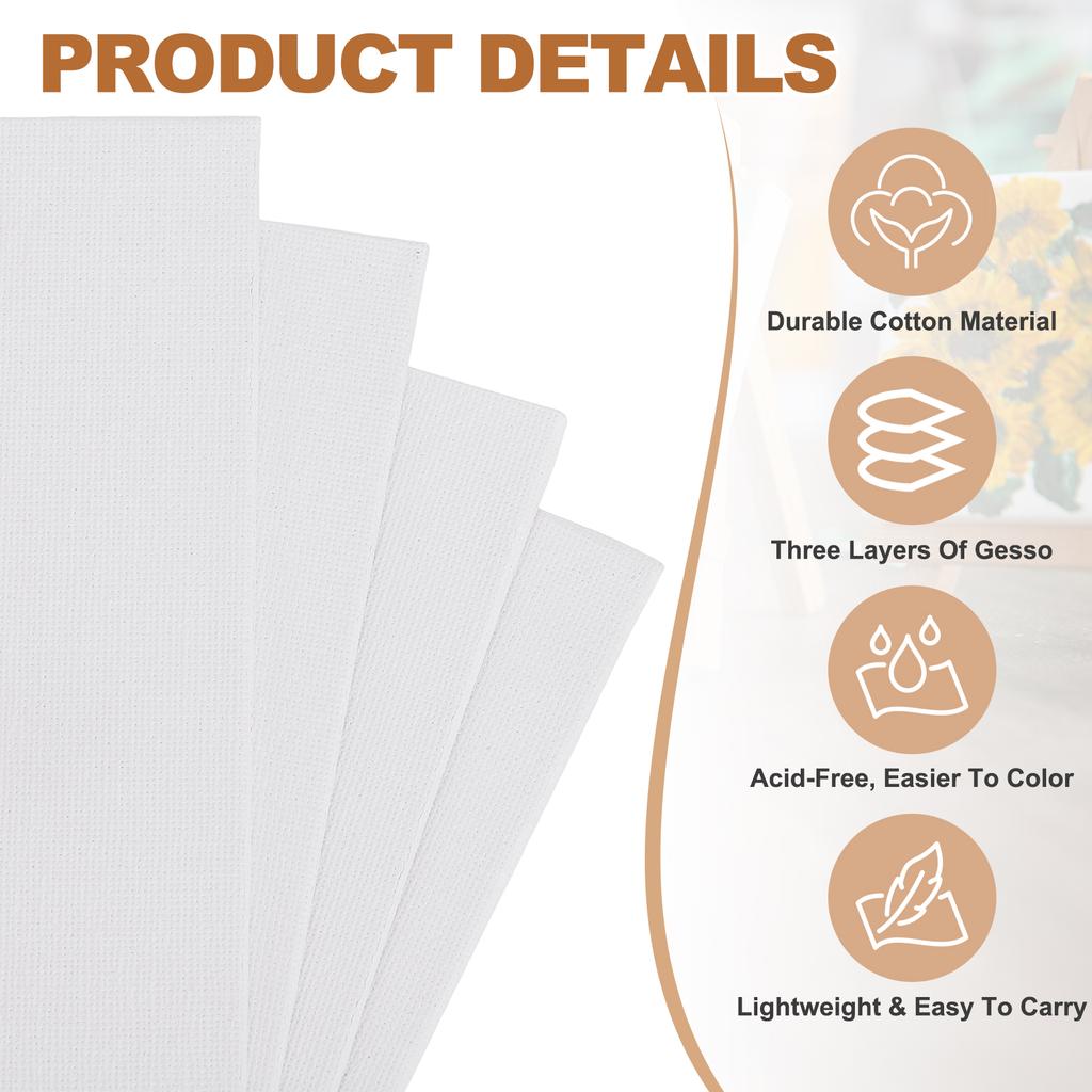 5/10/24Pcs Canvas Boards for Painting Cotton Blank Primed Art Canvas Panels Acid-Free Art Supplies for Oil Acrylic Watercolor