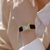 Retro Square Roman Numeral Leather Watch for Women Ultra Thin Minimal Ladies Quartz Dress Wristwatch