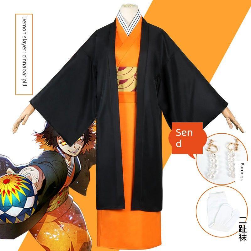 Demon Slayer: Kimetsu No Yaiba Akaza Cosplay Costume Anime Outfit Cosplay Japanese Style Wig Shoes Two-Dimensional Full Set for Women