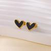 Stainless Steel Enamel Heart Earring New Women Gold Color Earrings Waterproof Wedding Jewelry Party Accessories Designed Gifts