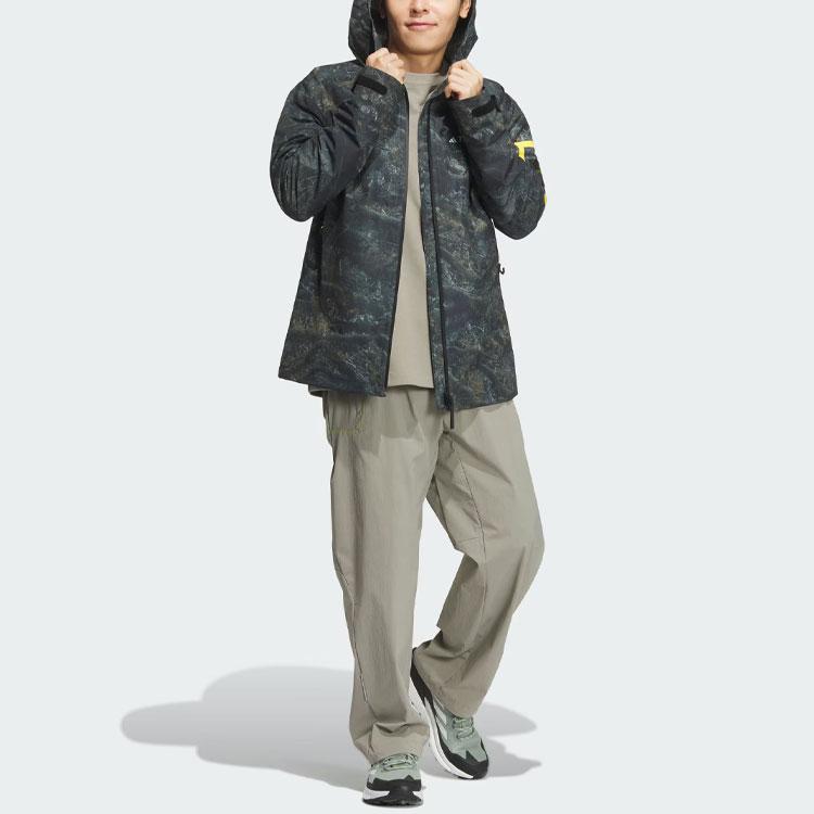 adidas x National Geographic Allover Print Rain.Rdy Tie-Dye Outdoor Raincoat Men Outerwear Silver-Gray IS9511