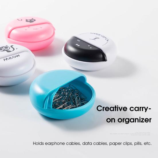 Earphone Carrying Bag Shock-proof Anti-loss Lightweight Great Cartoon Cute Card Reader Sundries Rotating Protective Box Accessories