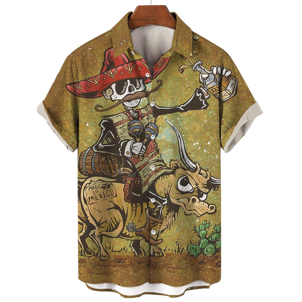 

Fashion Hip Hop Shirt Skull Motorcycle Printed Men s Shirt Casual Short Sleeved Tees Top Vintage Shirt For Men Clothing Loose Streetwear S