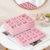 Hot Jewelry Organizer Velvet Jewelry Storage Tray Ring Bracelet Necklace Storage Box Showcase Drawer Organizer Trays Pink 4Pcs