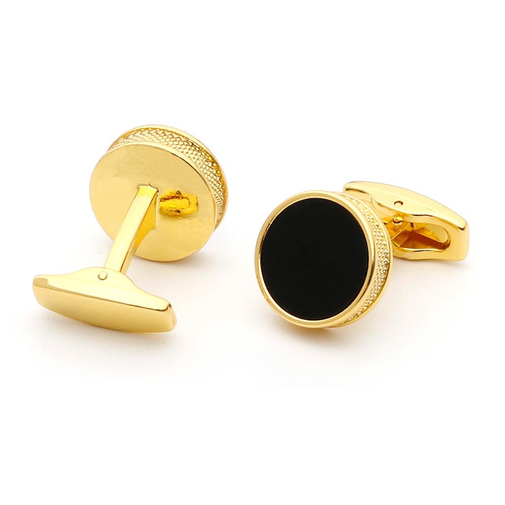 Men's cufflinks, classic simplicity inlaid with black square shirt buttons, cross-border jewelry 1 pair of spot wholesale delivery