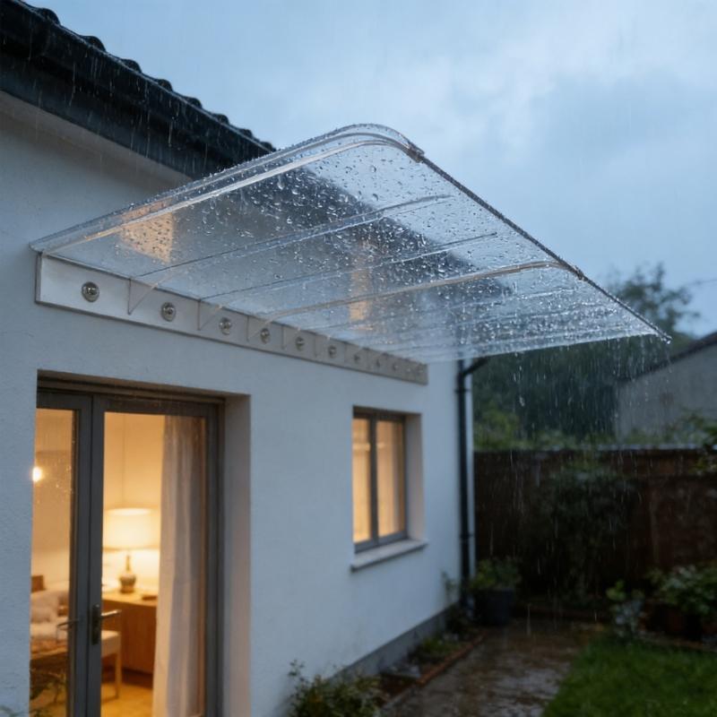 Rain Awning for Balcony Sun Room Front Door Waterproof Windproof Shade Roof Cover Awnings Outdoor Awning