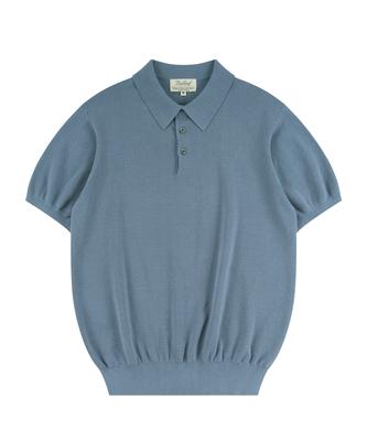 BELLIEF Essential Comfort Short Sleeve Polo Knit (Frozen Blue)