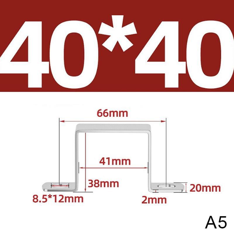 

2 шт. 304 Нержавіюча сталь Потовщена Квадратна Прямокутна U-подібна Трубна Сідлова Струбцина Хомут для Горловини 5 Видів Моделей 40x40mm