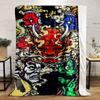 Japanese Style Oni Mask Clouds Blanket Bedroom Blanket for Livingroom Couch Lunch Break Soft Throw for Friend's Festival Gift