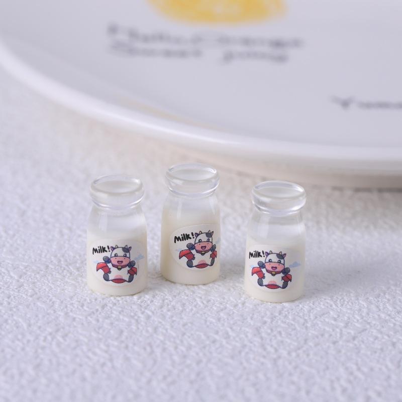 10Pcs Cute Simulation Transparent Milk Bottle Dollhouse Toys Miniature Ornaments Home Decoration Girly Resin Accessory Kids Gift