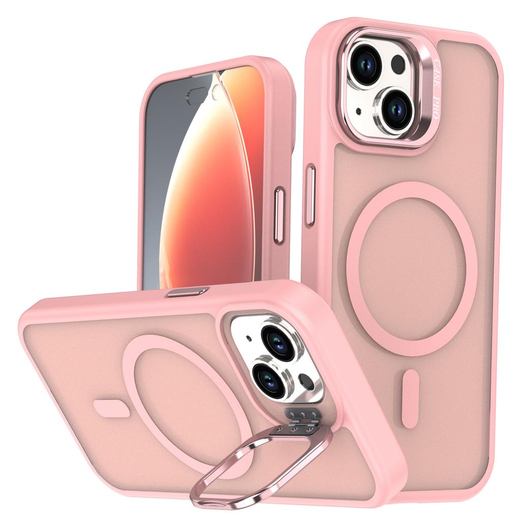 For iPhone 14/13 Case Foldable Kickstand Matte PC + TPU Phone Cover Compatible with MagSafe