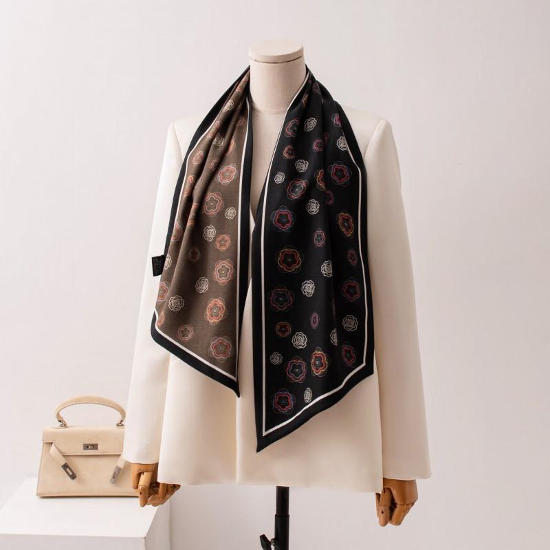 2026 Silk Wool Double Layer Scarf Light Luxury Fashion Neck Warmer