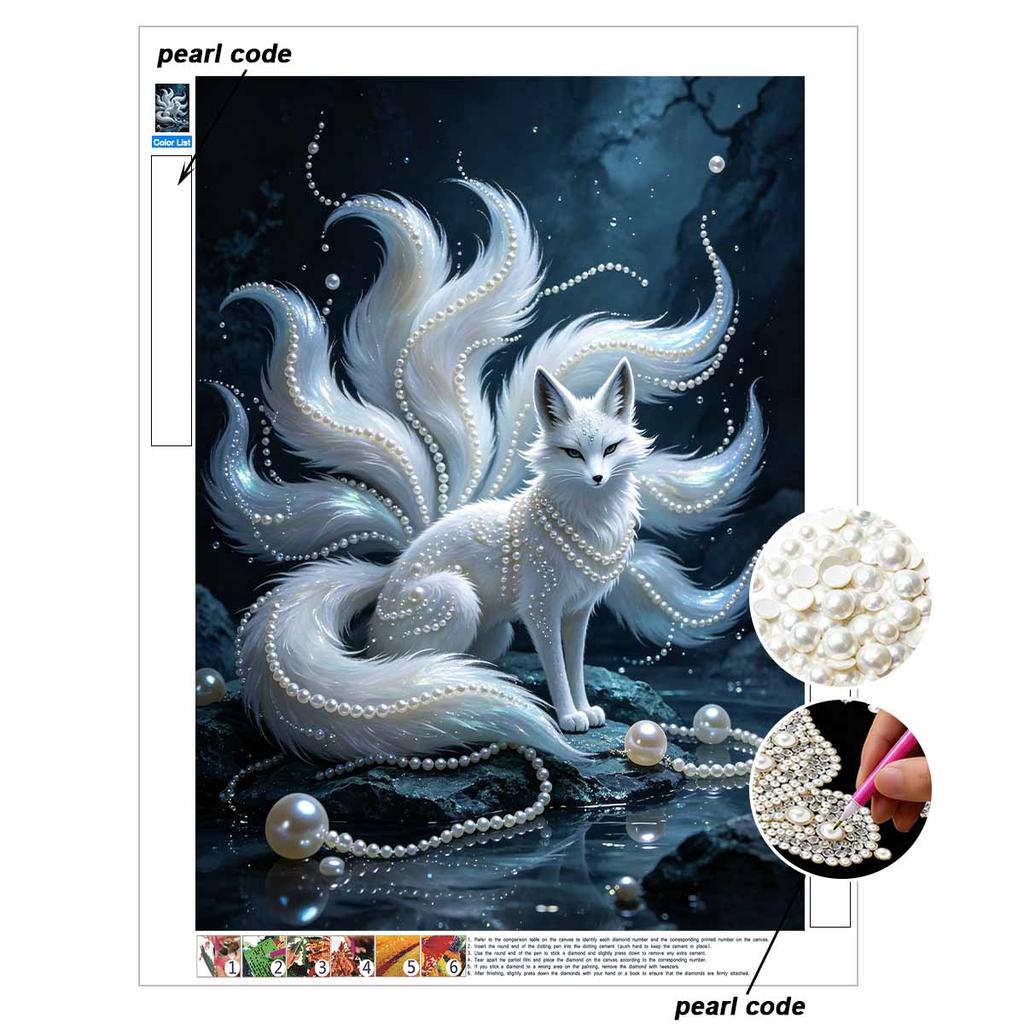 Kit Pittura Diamante Perle Fai da Te per Adulti e Principianti, Pittura Scintillante Volpe Mitologica Artigianato Decorazione Murale Casa Regalo fatto a mano