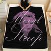 Meryl Streep Printed Flannel Blanket, soft throw for bedroom sofa, washable, fan merchandise, great gift.
