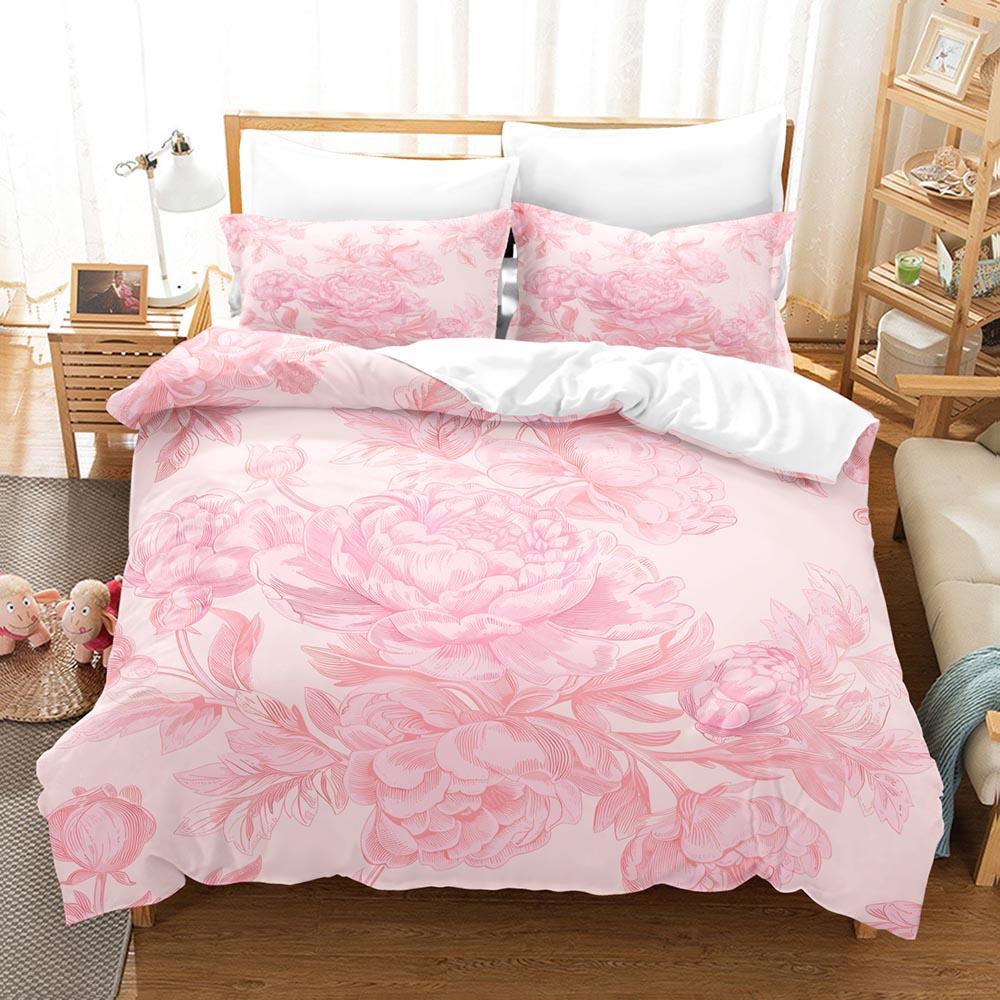 

Comforter Floral Bedding Set 3D Digital Printing 2-3 Piece Set (No Core) Suitable For Bedroom Halloween Decor Gifts Comforter (quilt)-EU Single(135*200cm)3pcs