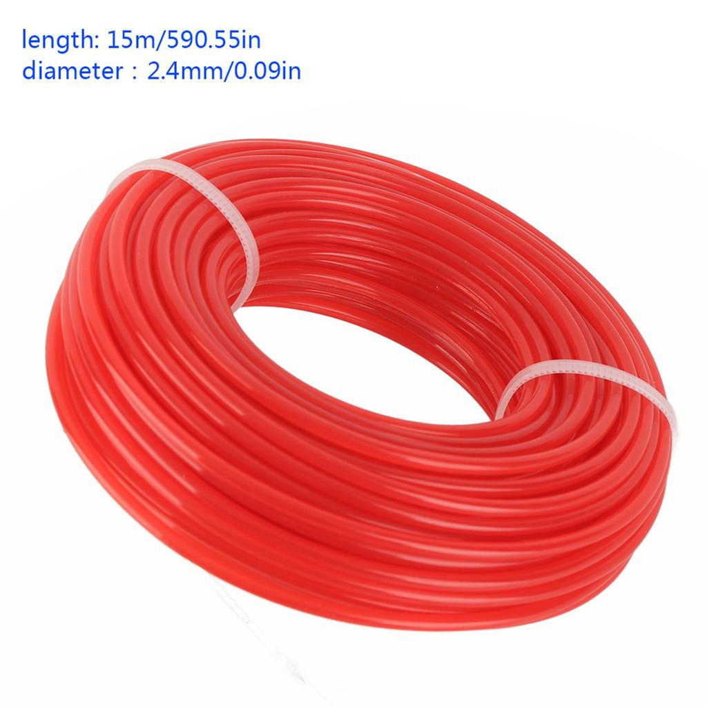 Rund Trimmersnøreline for Gressklipper Ryddesag Kantklipper Strimmer Rød 2,4 mm*15 m