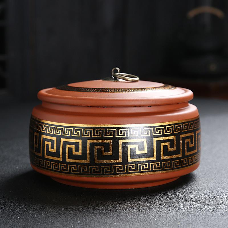 Ceramic Storage Jar Large Size Sealed Tea Container Purple Clay Tea Tank   White Tea Cake Pu'er Storage Jar Household Organizer