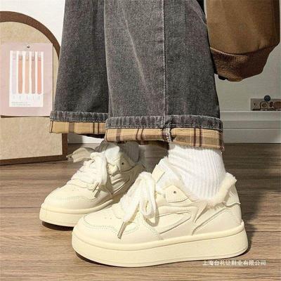 Casual Platform White Shoes Women's Autumn and Winter Velvet Warm Versatile Shoes Women's Niche Original Women's Shoes Board Shoes