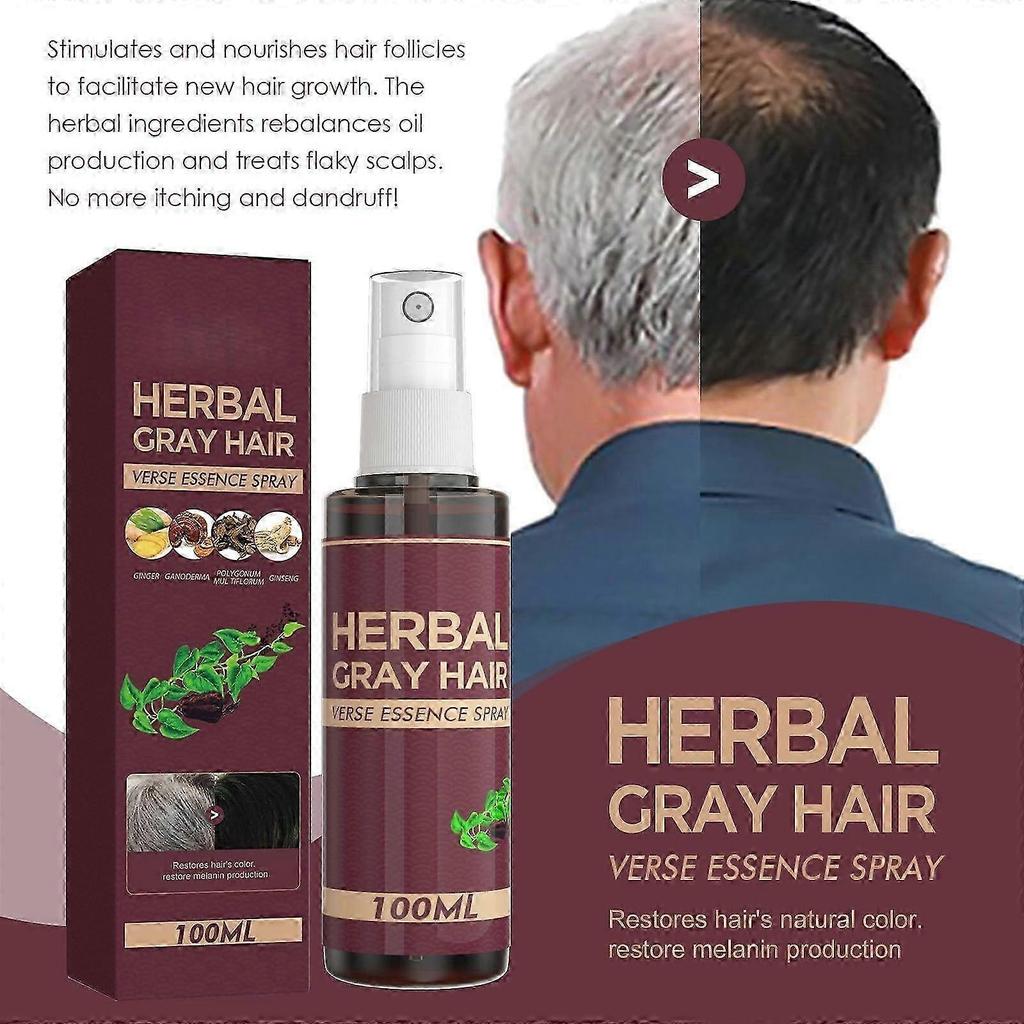 Herbal Gray Hair Restore Spray With Scalp Nourishment – Natural Color Restoration Essence 100ml