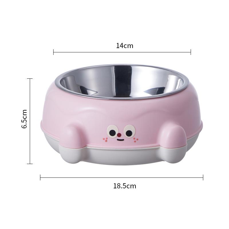 

Миска для питомца из нержавеющей стали, двойная, плюс защита шеи, миска для кошачьего корма, миска для питья и еды для собаки, нескользящая, не опрокидывающаяся, посуда для питомца розовый