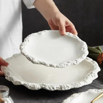 Rock Patterned Edge Ceramics Dining Plate Steak Plates Dessert Plate Sushi Plates Fruit Dish Salad Bowl Dim Sum Dish Snack Tray